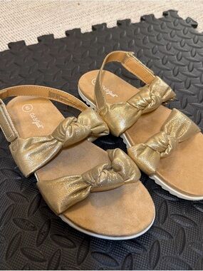 Metallic Gold Knot Strap Sandals